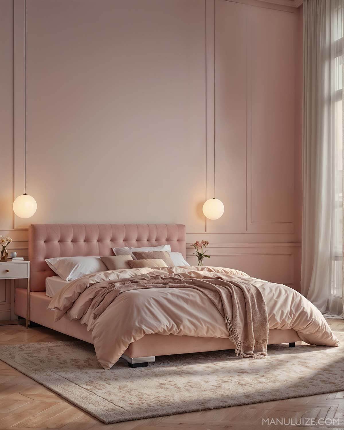 Dusty pink modern bedroom