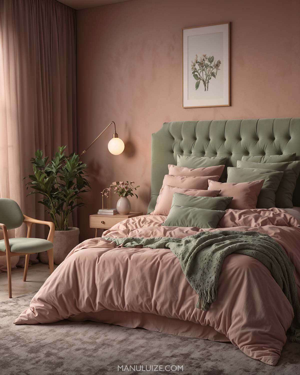 Green pastel and pink decor