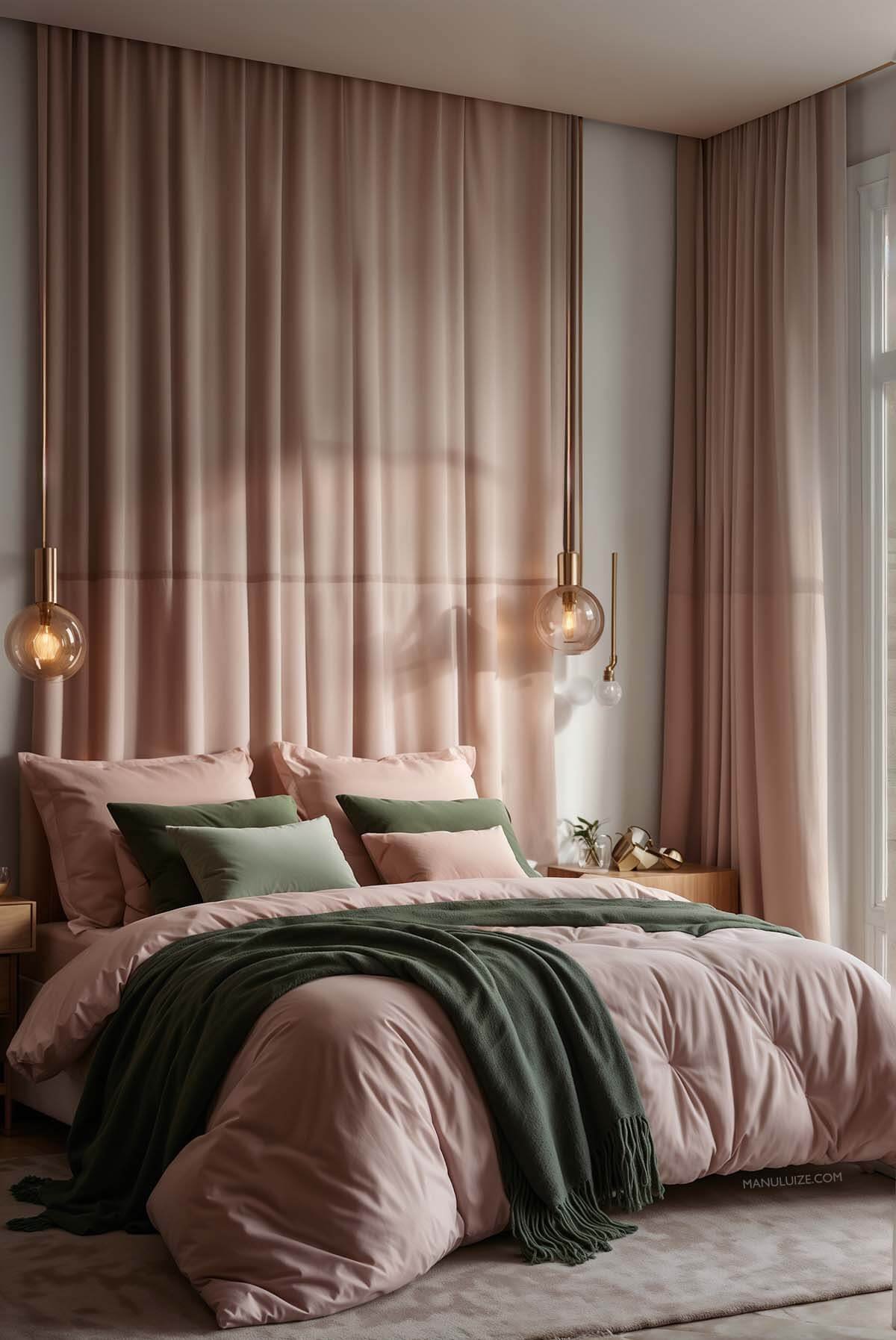 Pink and green interior design - chic