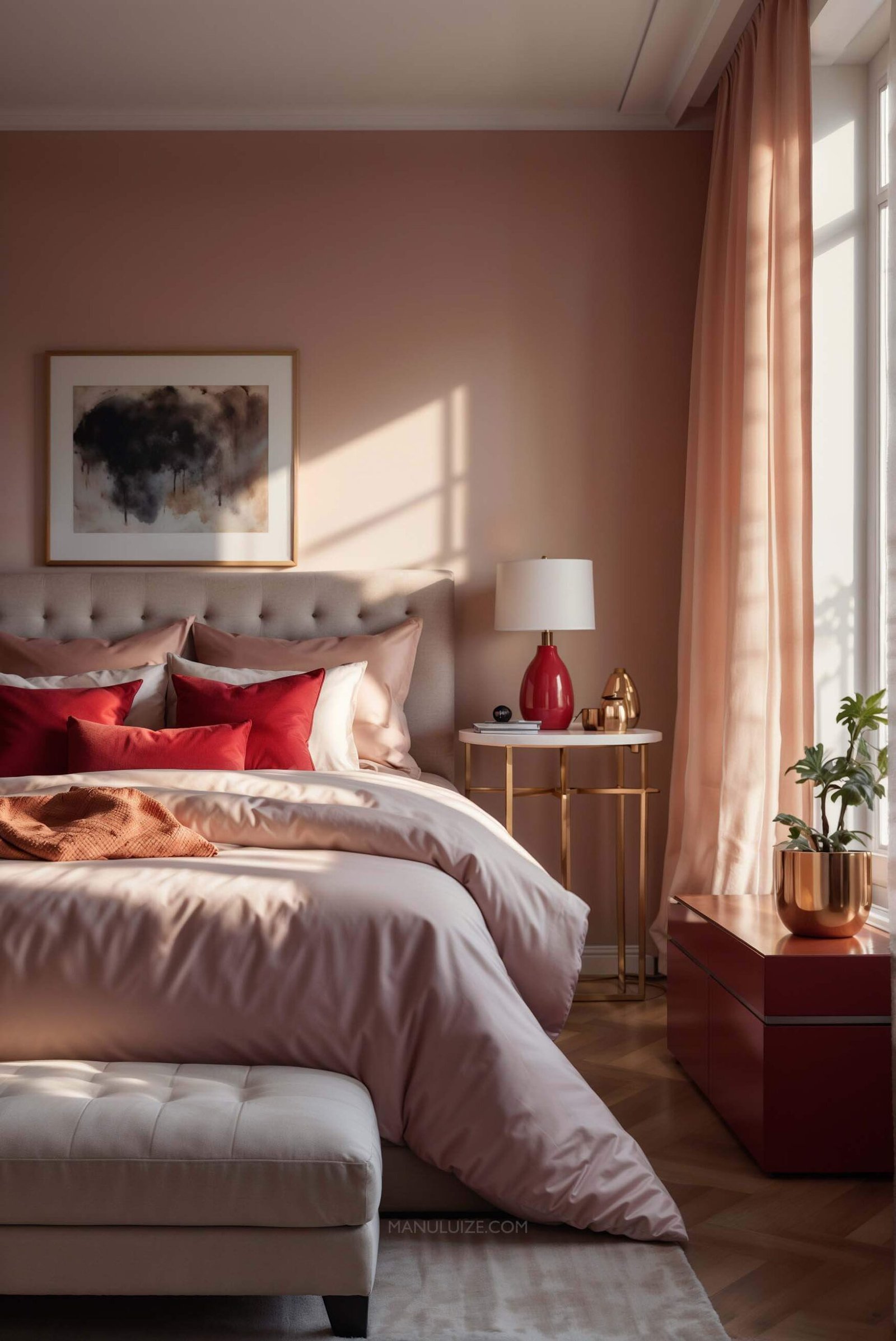 Pink and red bedroom