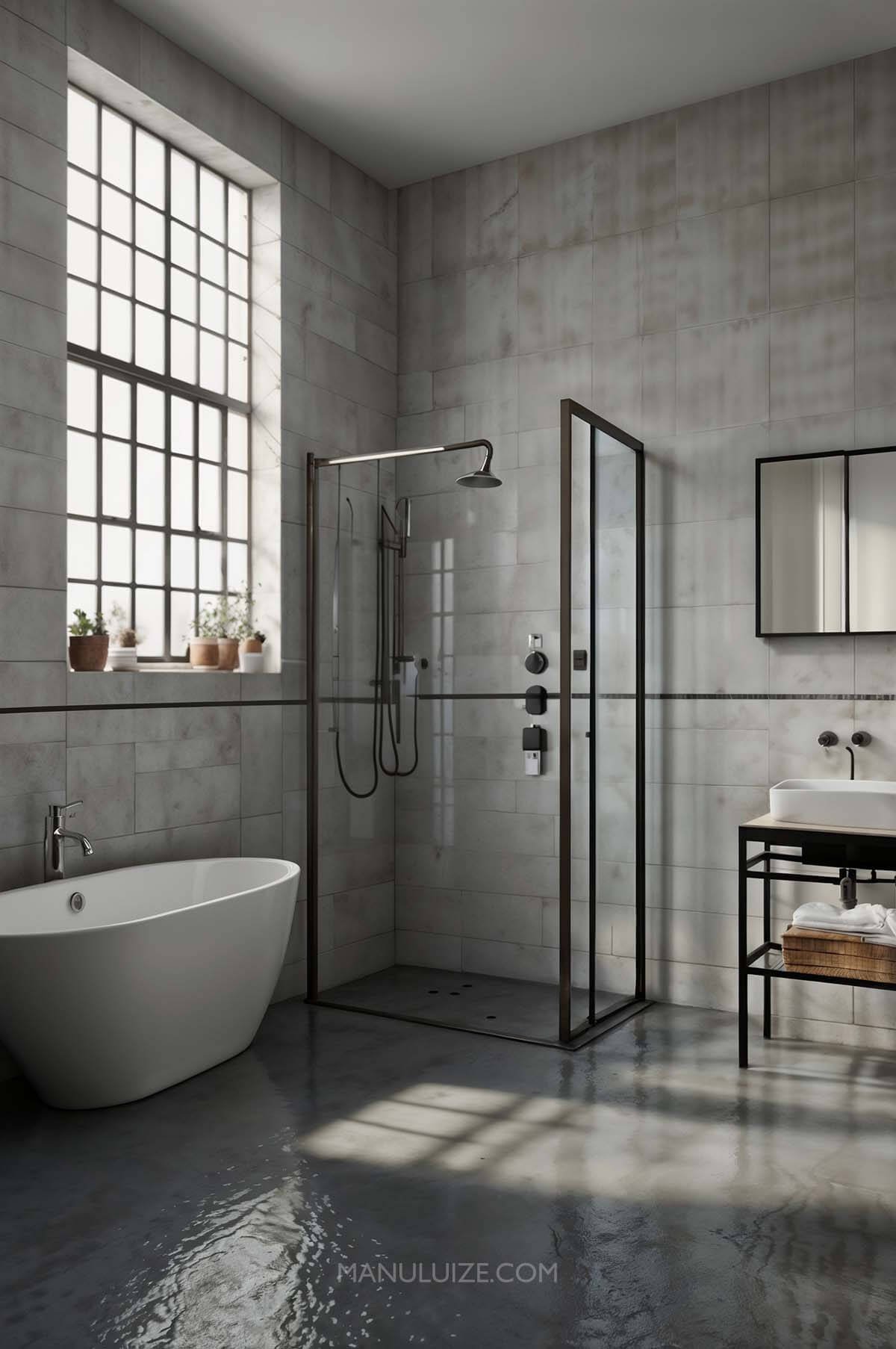 White industrial bathroom