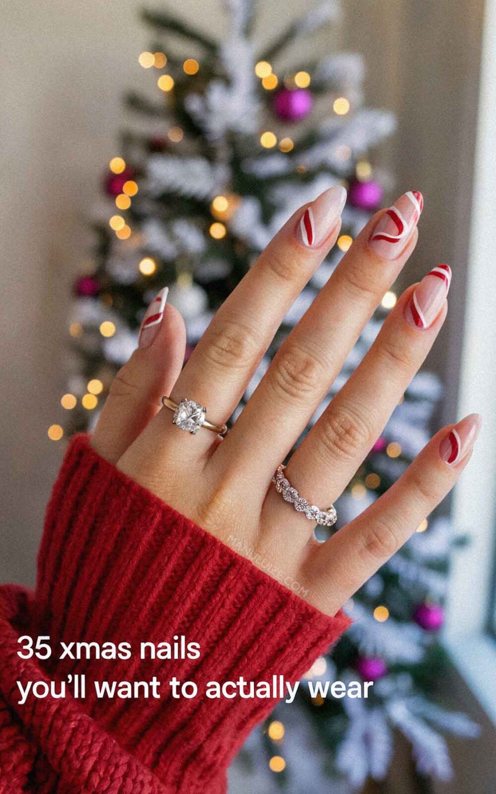 Candy cane nail art