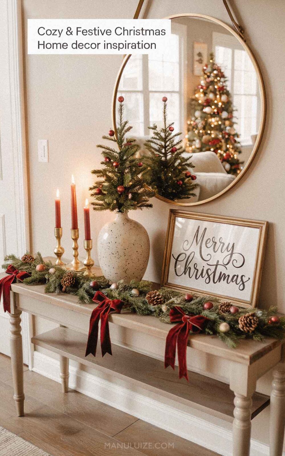 Cozy Christmas entryway hall decor