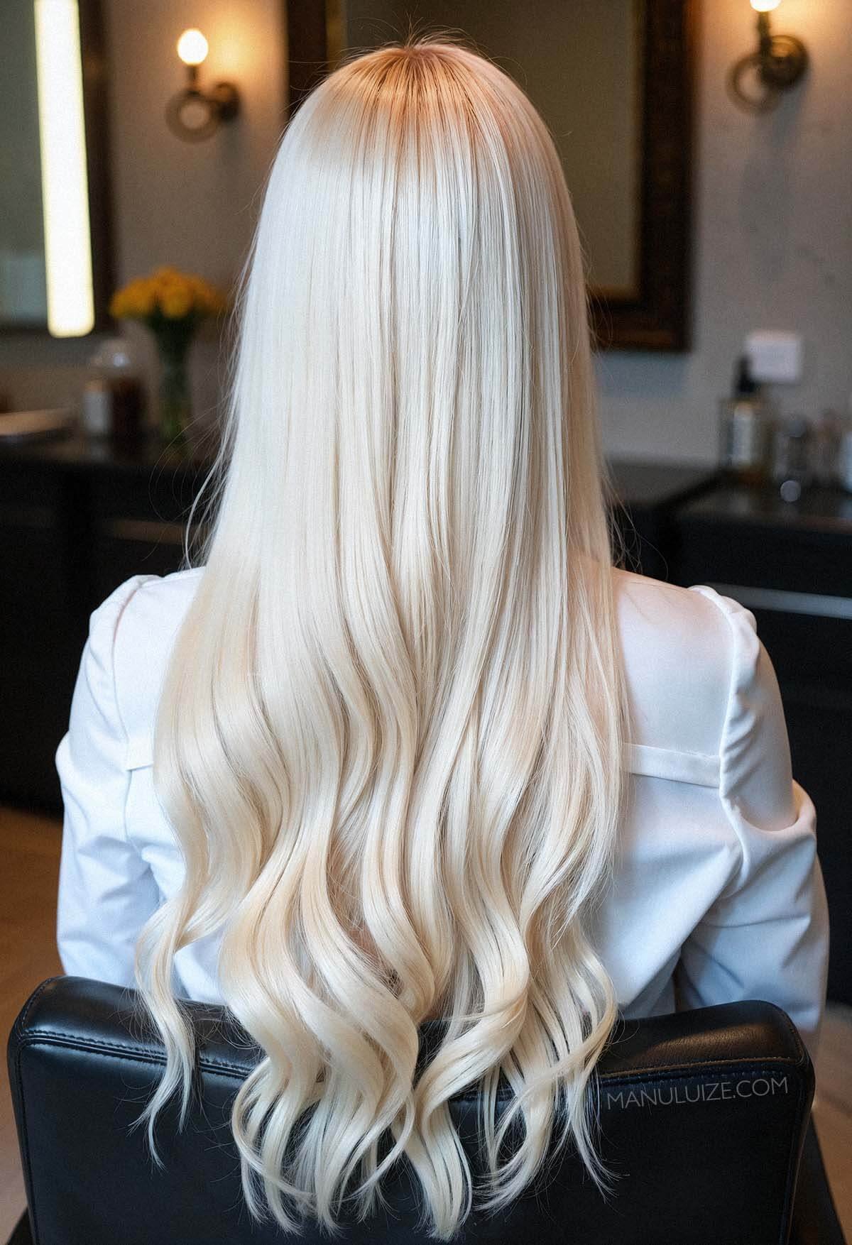 Platinum blonde long hair