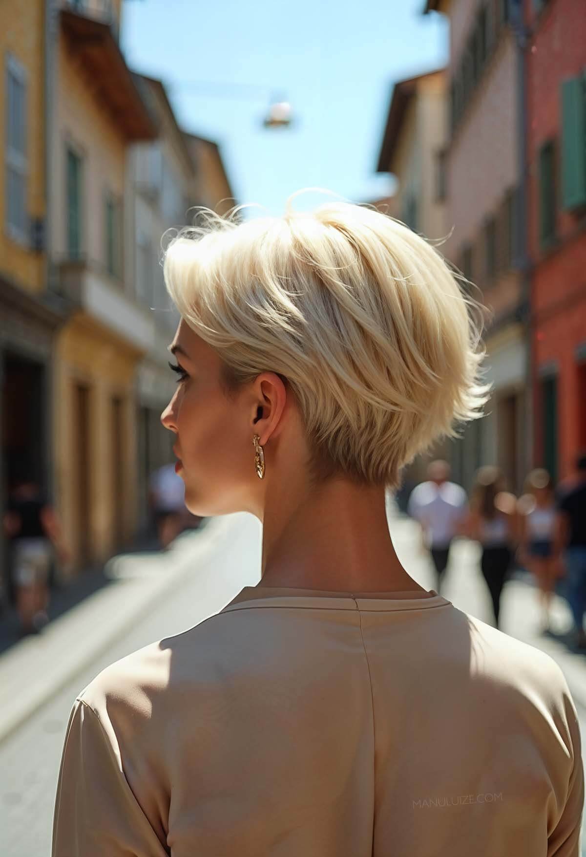 Short warm blonde hair