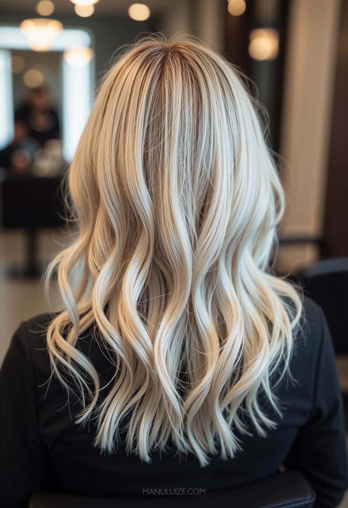 Wavy platinum hair