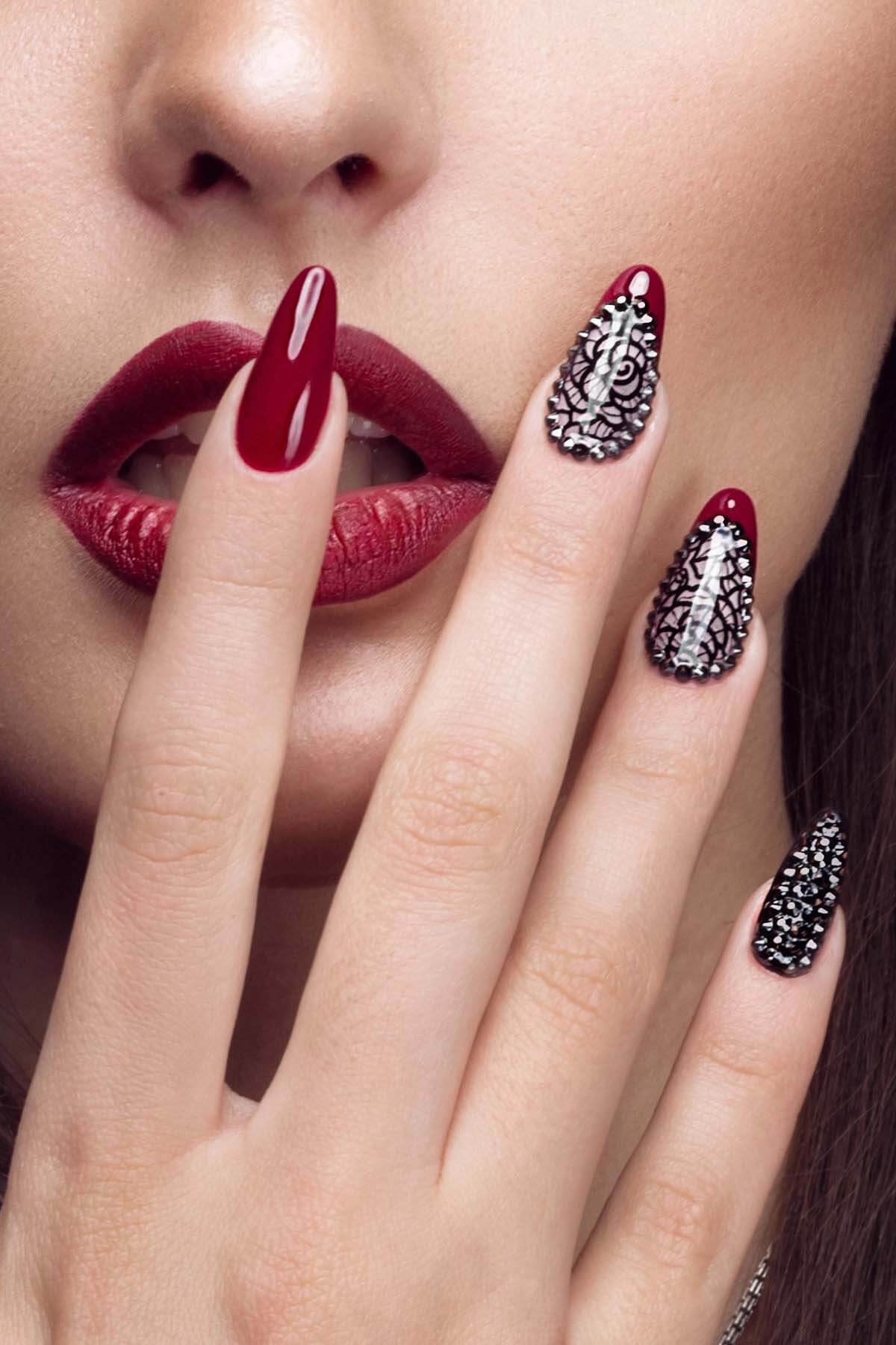 Cherry red nail art