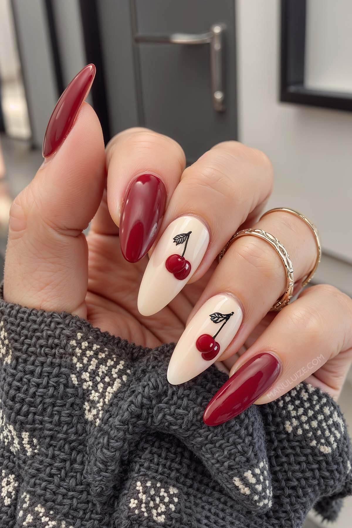 Cute cherry nail art