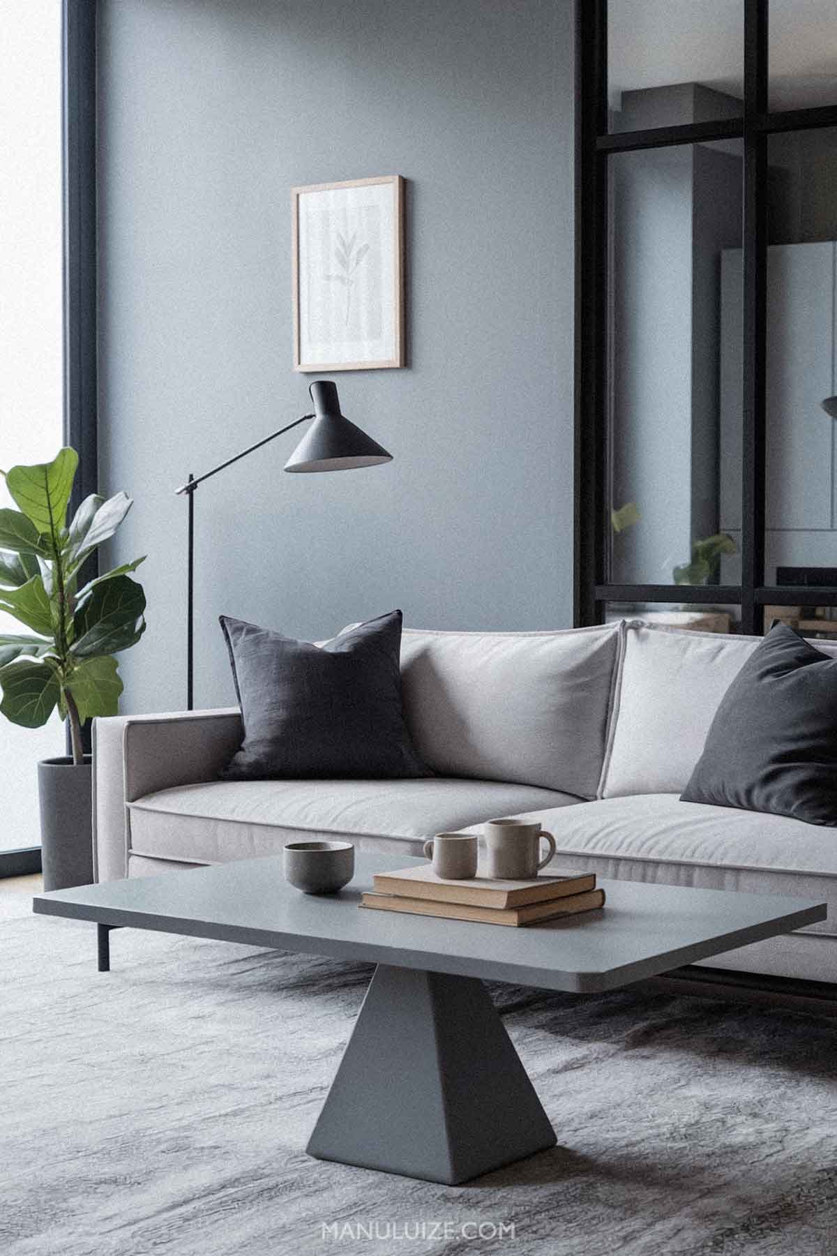 Grey modern minimalist living room Grey modern minimalist living room