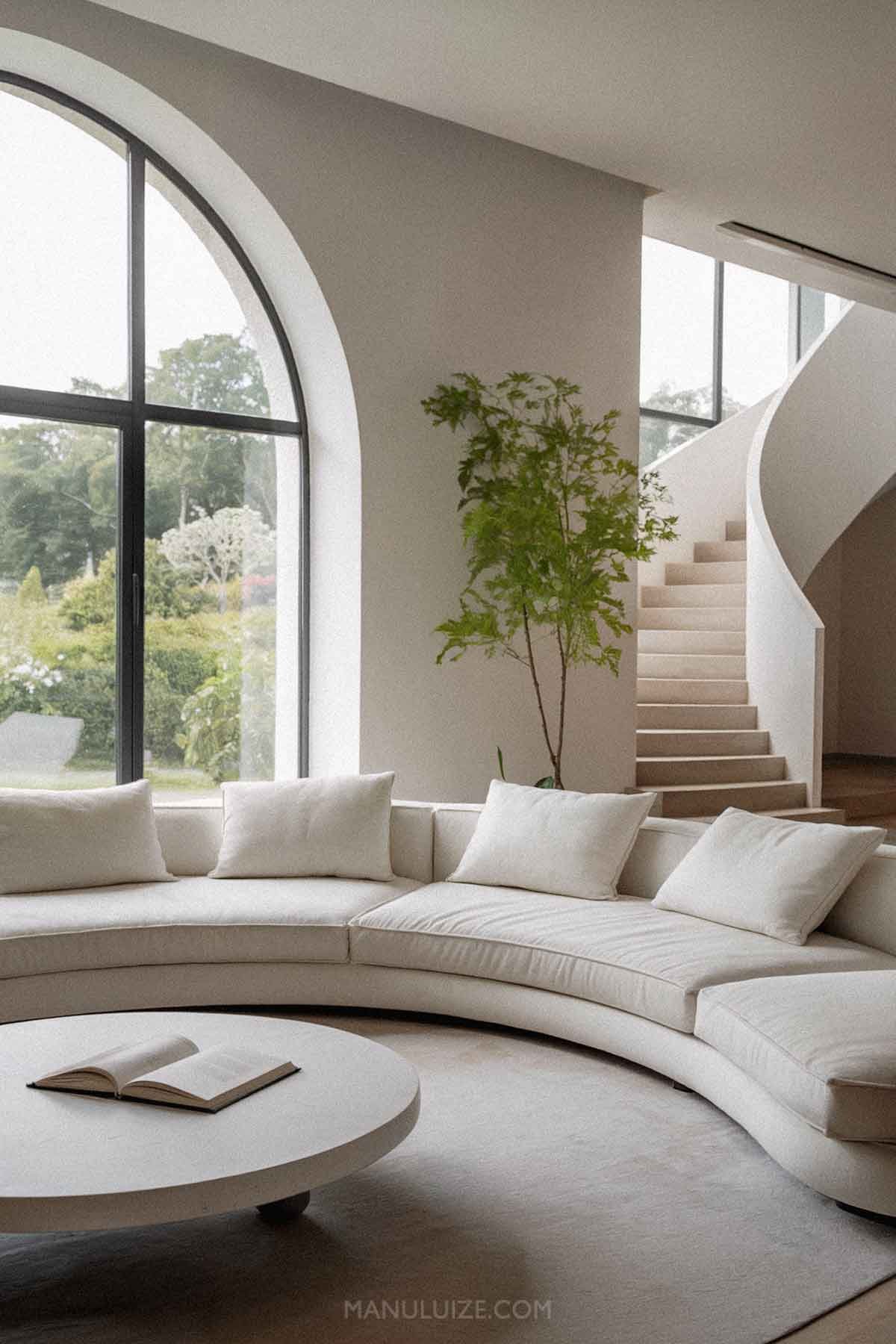 White minimal chic living room Minimal luxury white living room