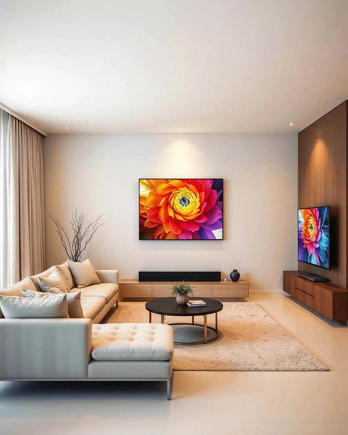 Minimalist living room with color artwork Minimalist living room with color artwork
