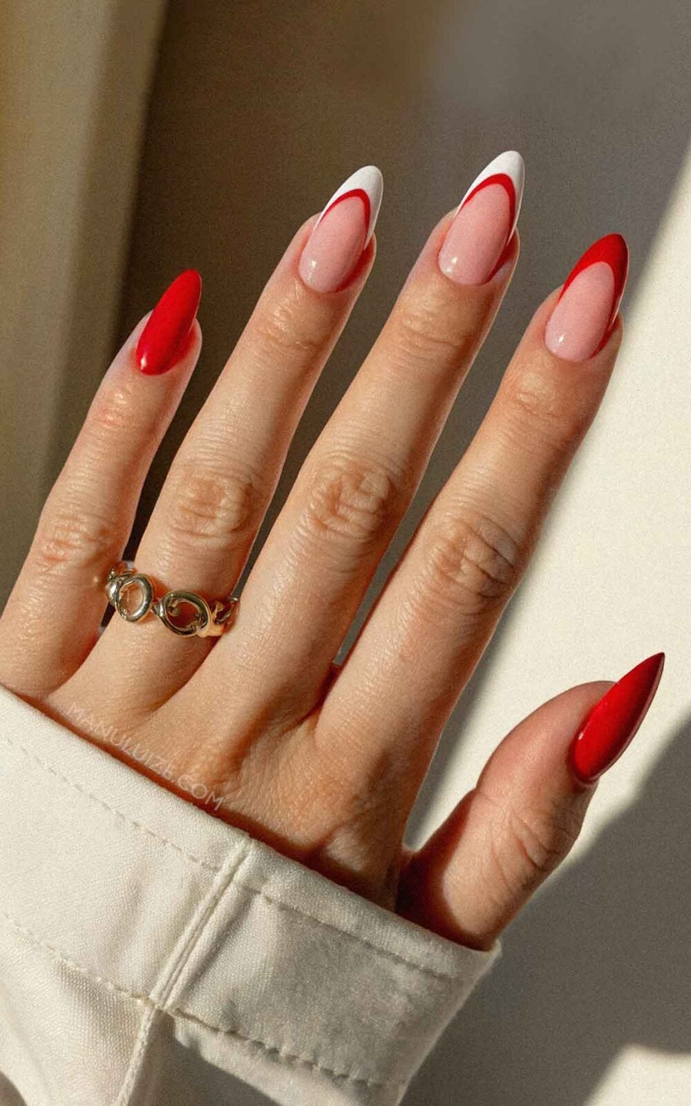 Red and white trendy french nails Red and white trendy french nails