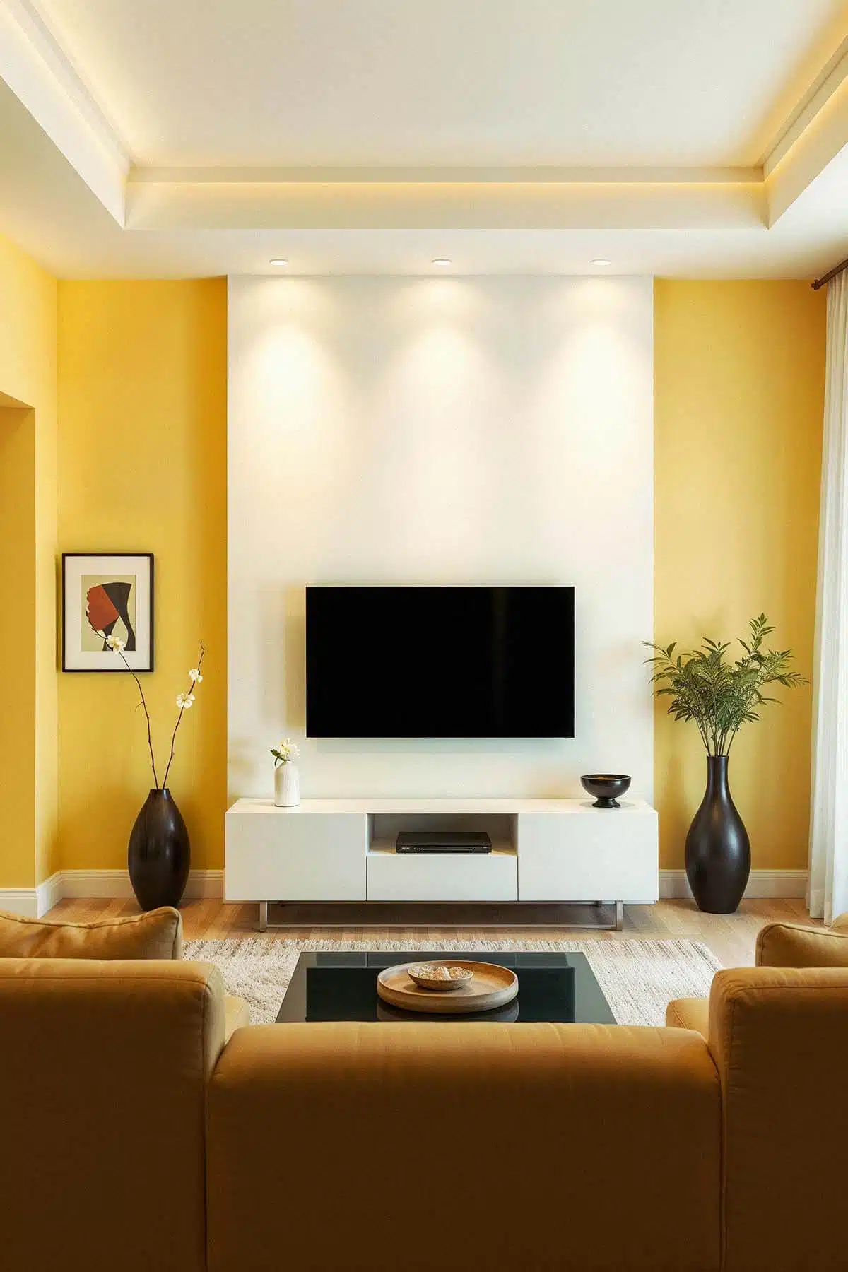 Yellow minimal TV room Yellow minimal TV room