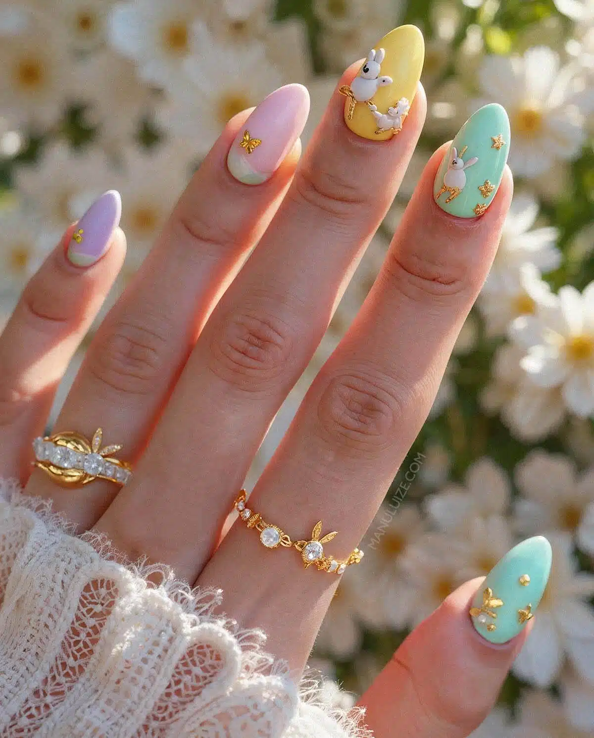 Pastel Easter 3d Nails