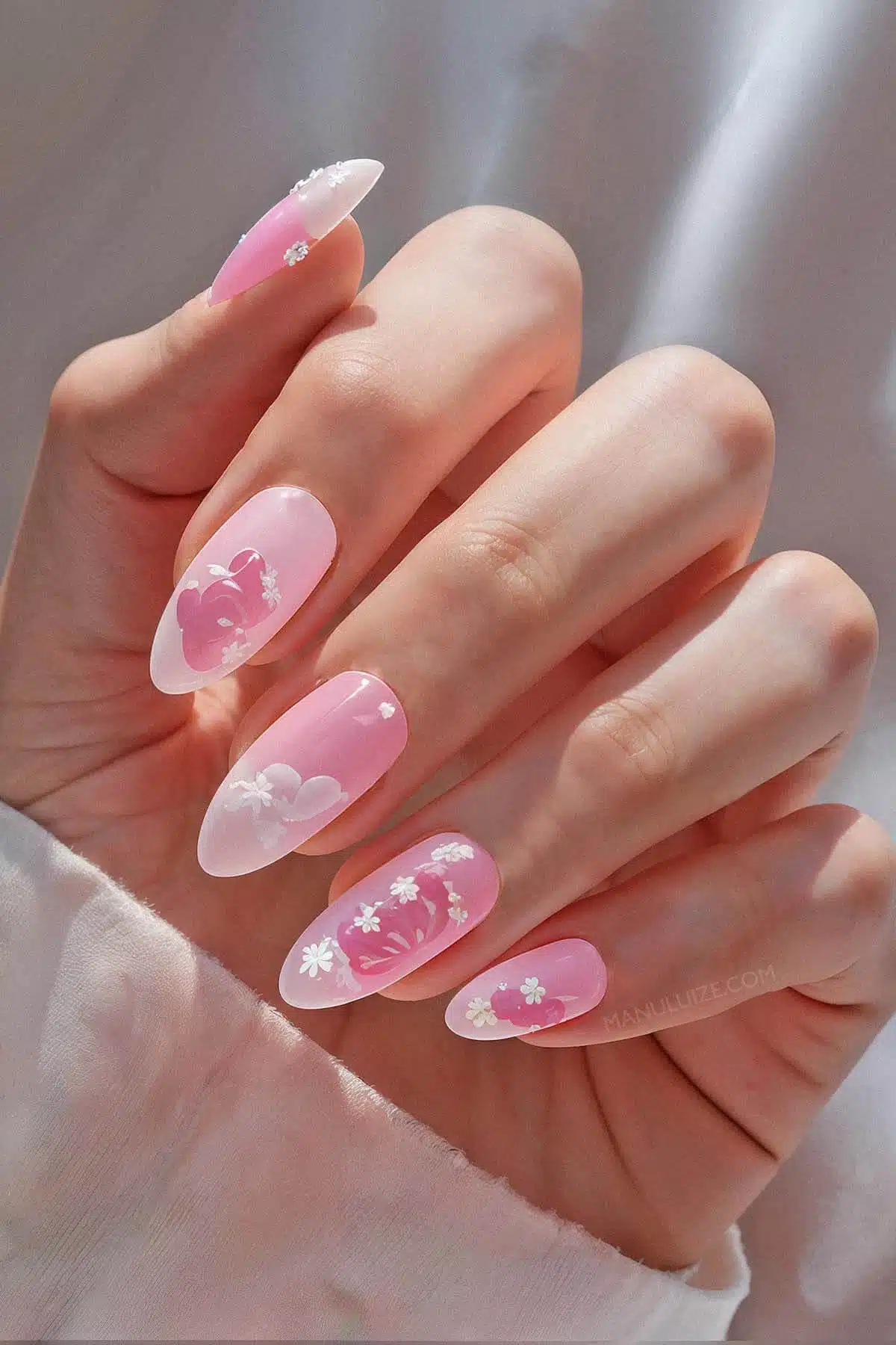 Pink cute Easter spring nails
