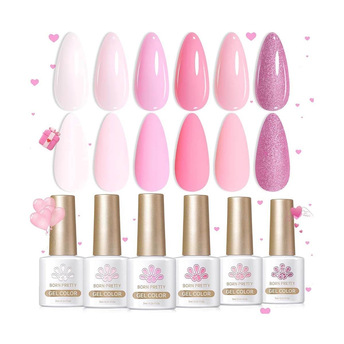 Pink gel polishes by Born Pretty