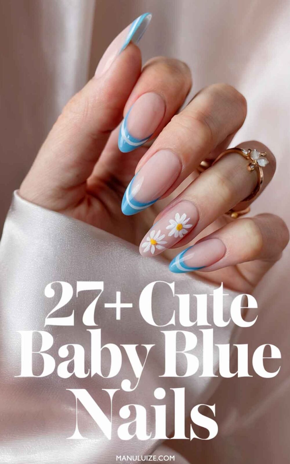 27 Cute baby blue nails
