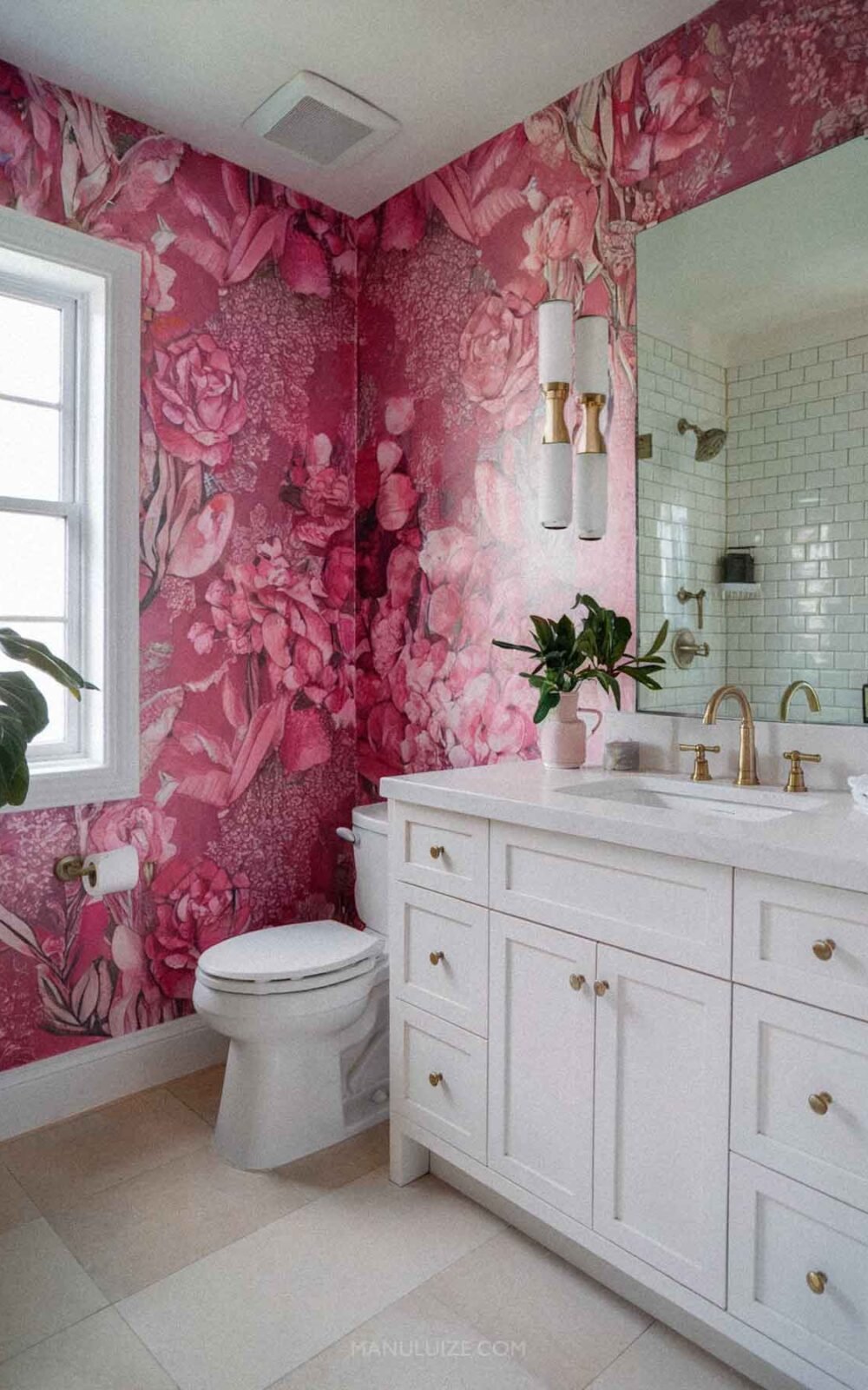 Floral pink bathroom Floral pink bathroom