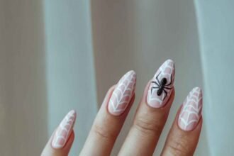 Pink cute halloween nails