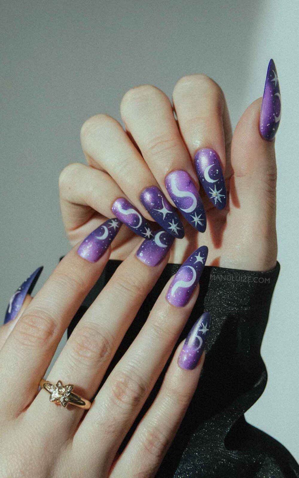 Purple Halloween nails witchy design Purple Halloween nails witchy design