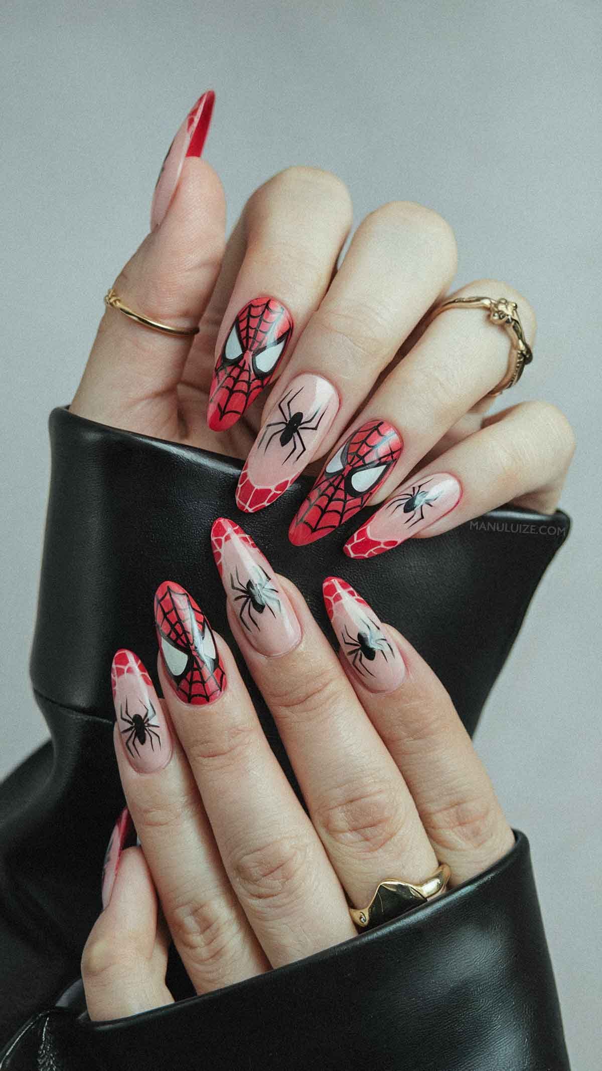Spider-man nail design Spider-man nail design
