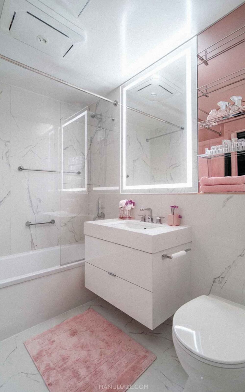 white and soft pink interior white and soft pink interior