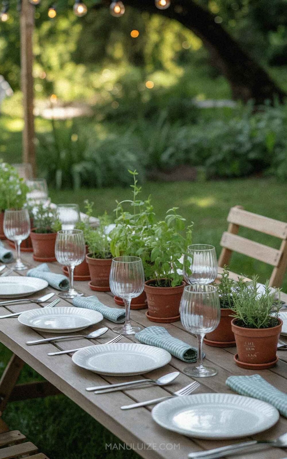 Charming outdoor table set for a garden