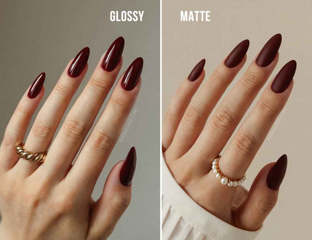 burgundy finishes: glossy x matte
