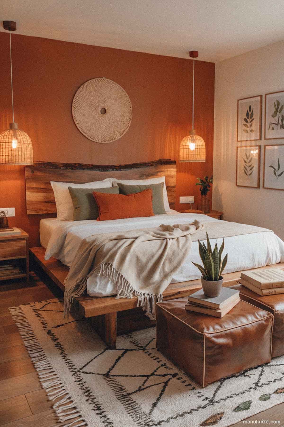 Burnt orange bedroom decor