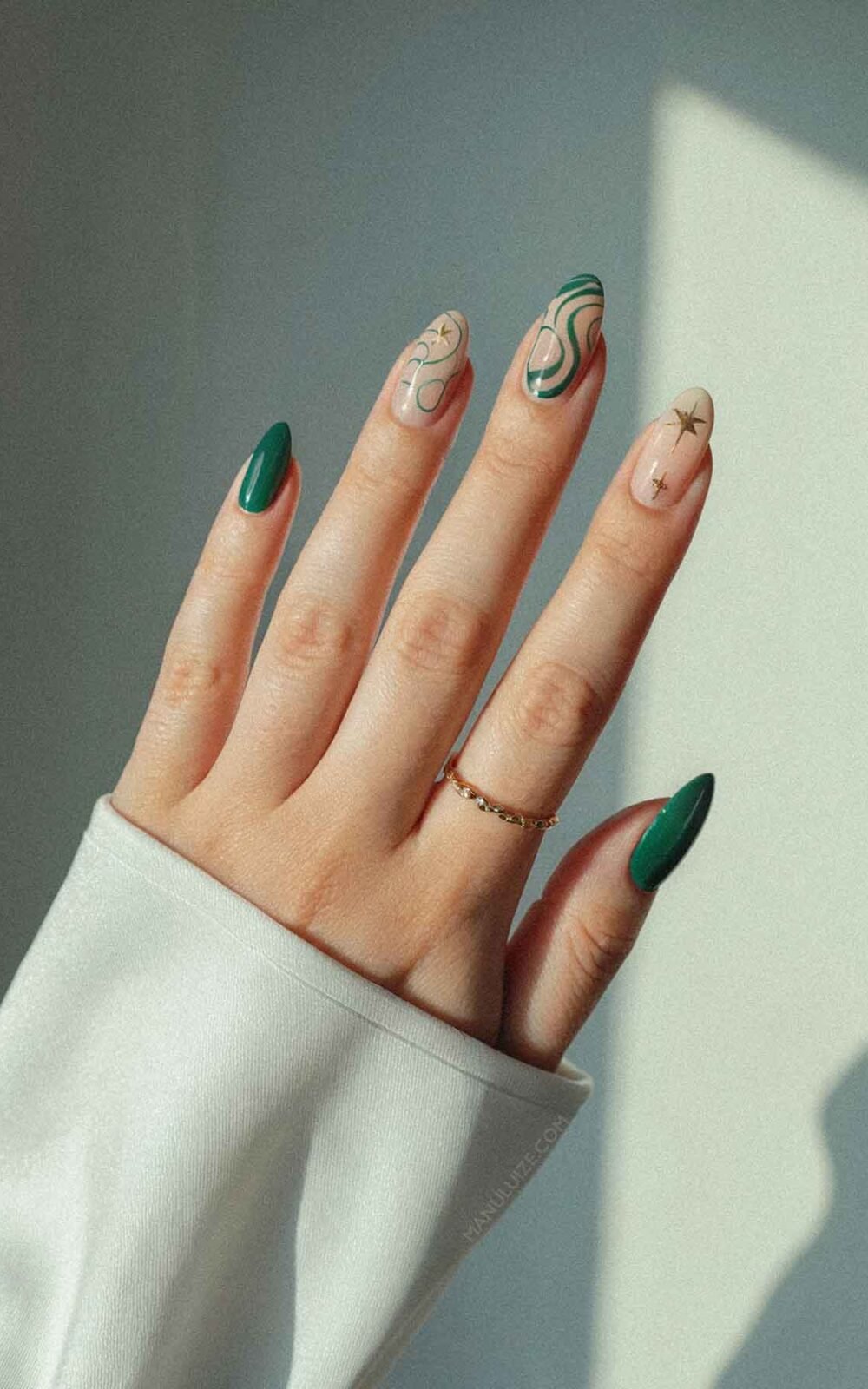 Forest green witchy nails