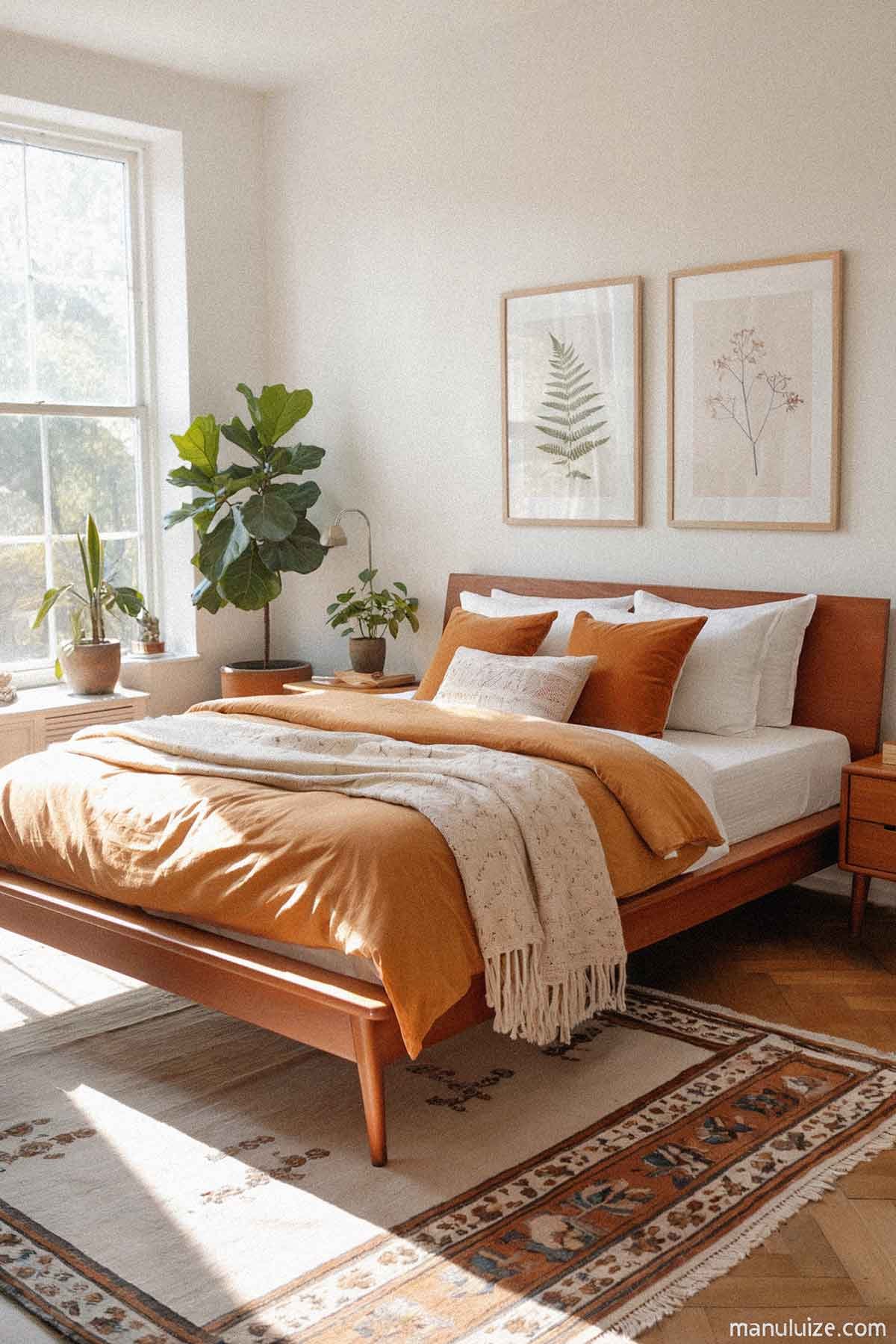 Neutral and burnt orange interior