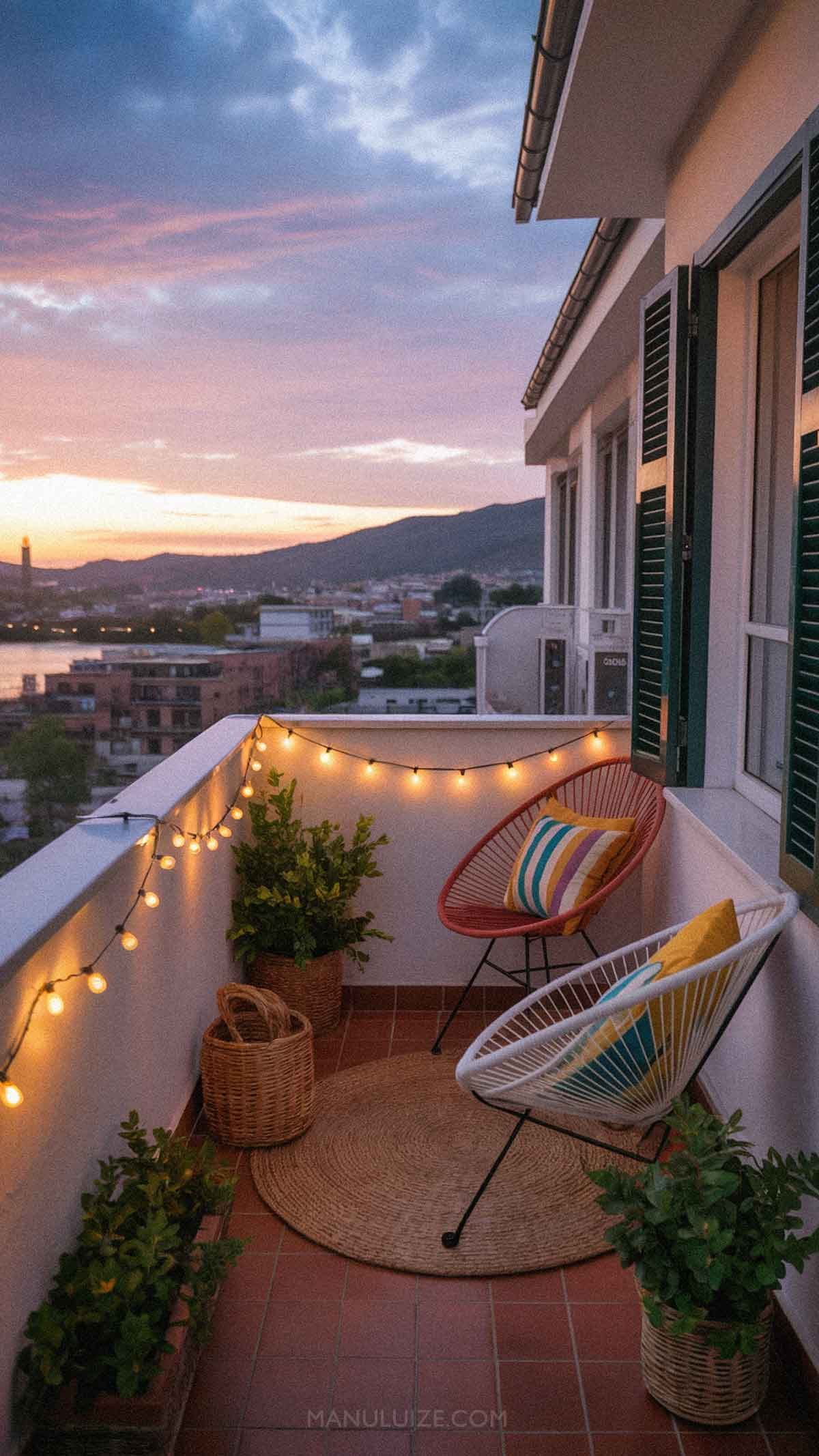 Small fairy lights balcony decor ideas