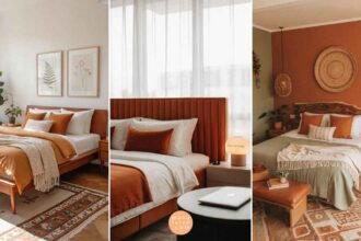 How to style burnt orange bedroom interior