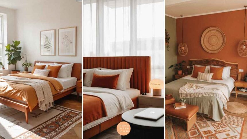 How to style burnt orange bedroom interior