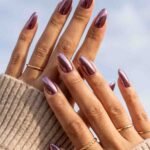 chrome purple almond nails