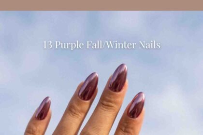 chrome purple almond nails