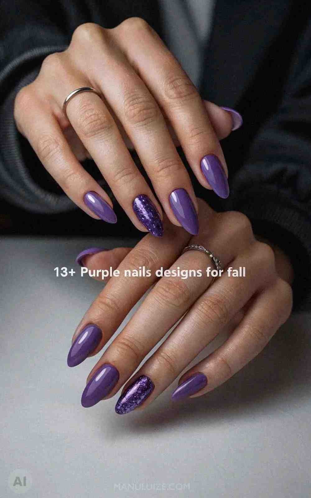 13 Fall purple glitter manicure ideas 13 Fall purple glitter manicure ideas