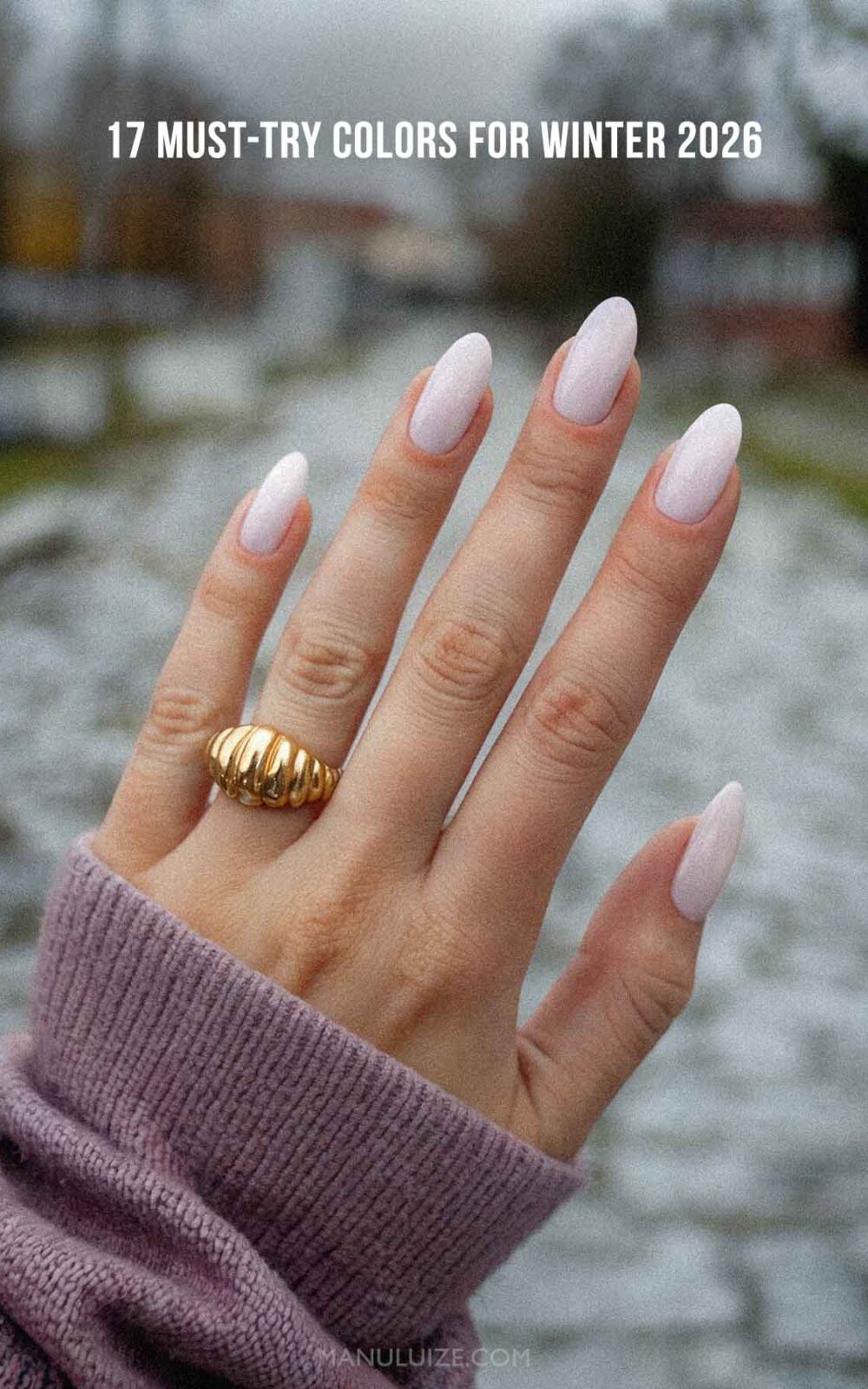 Milky white winter nails