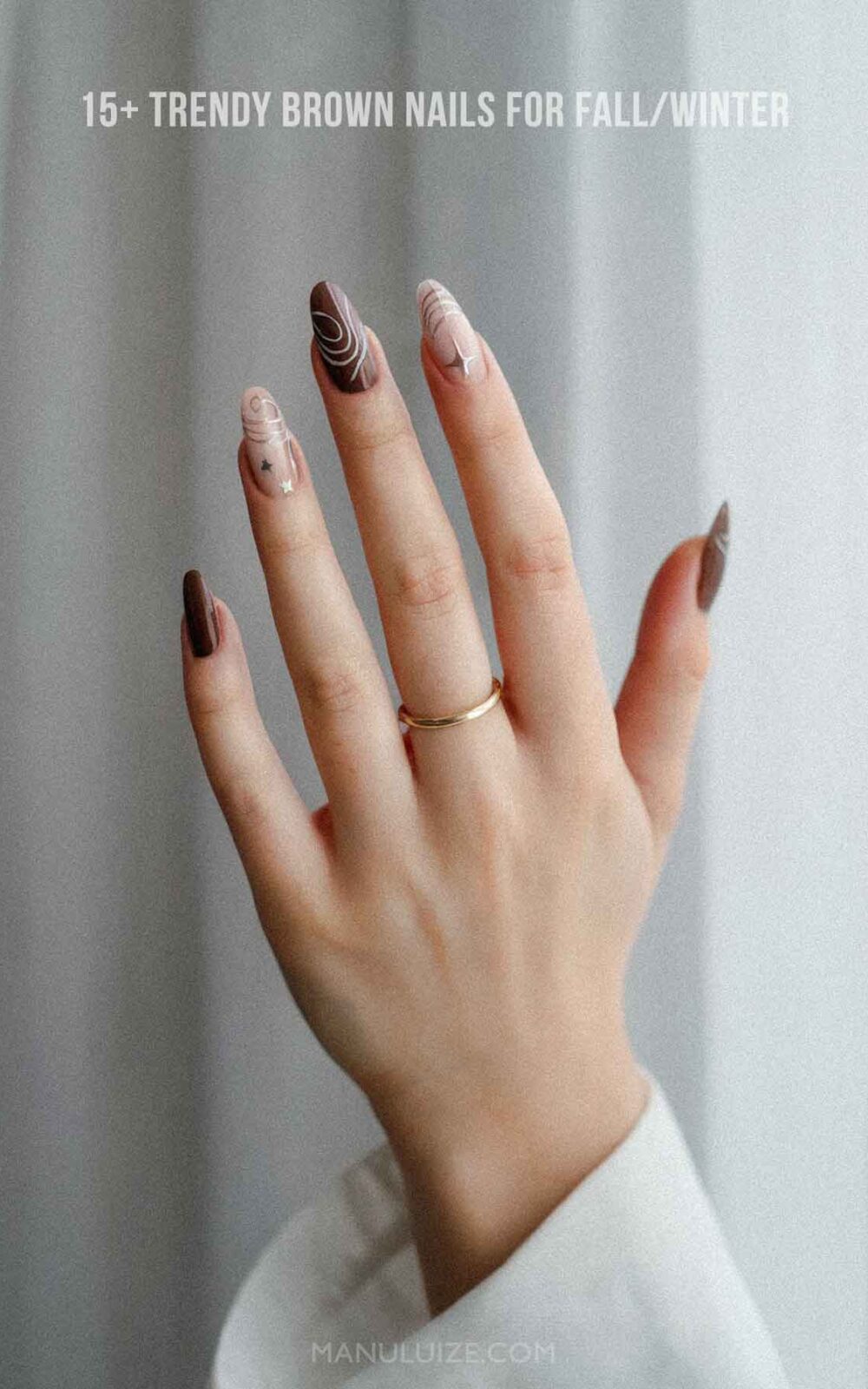 Trendy brown and silver nail art