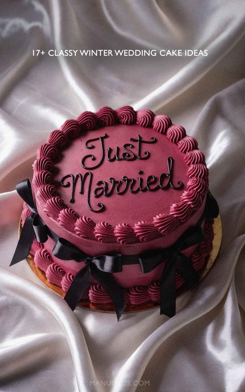 Just Married vintage burgundy cake Just Married vintage burgundy cake