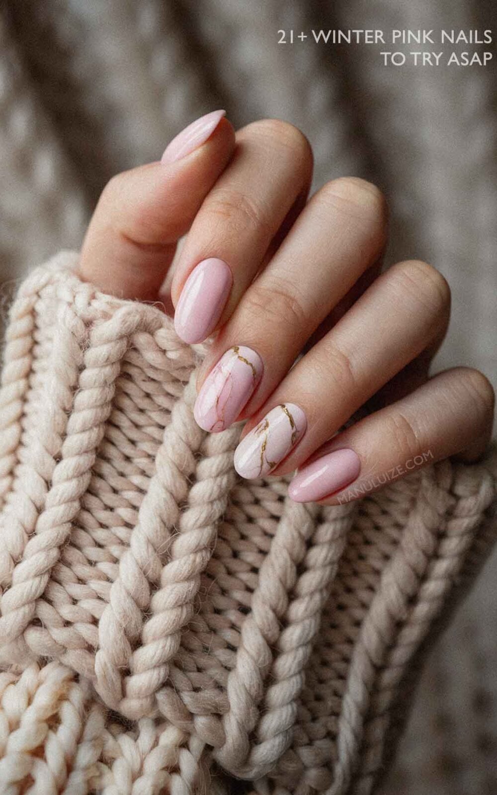 Marble pink manicure