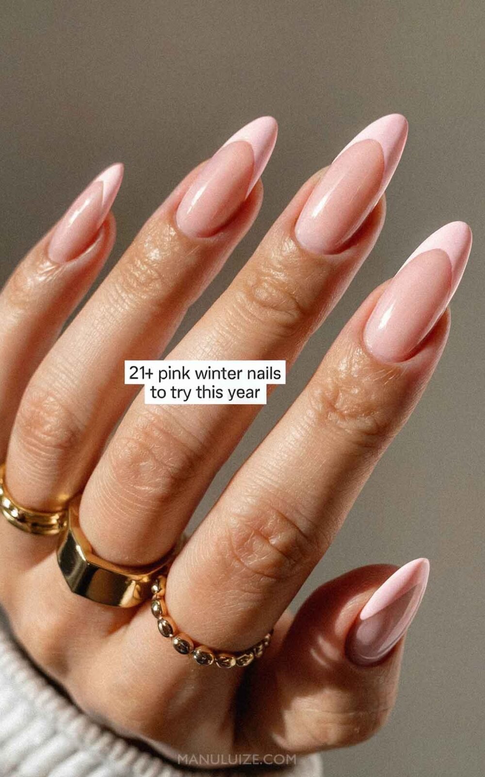 Winter pink french nails