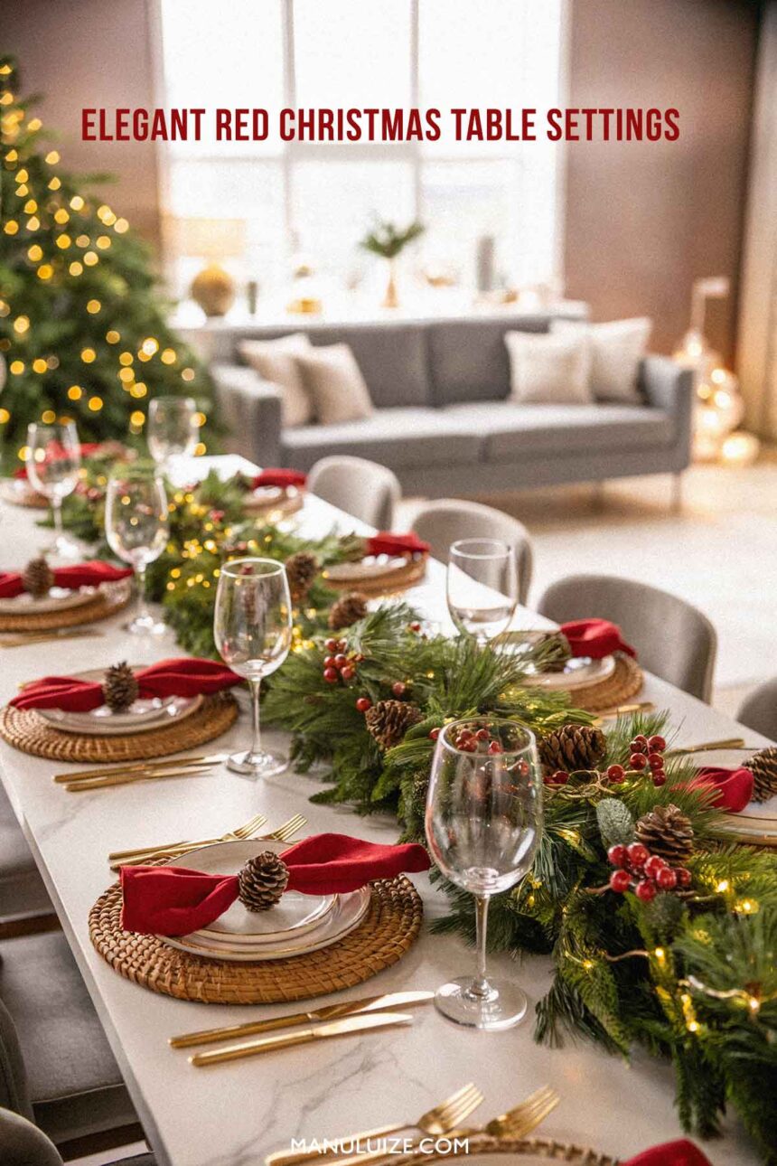 Elegant Red Christmas Table Settings
