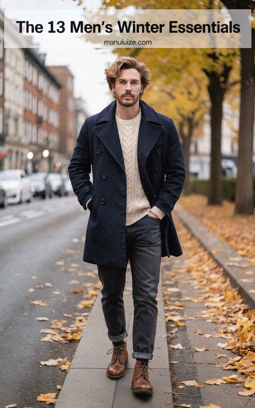 Classy men wool overcoat outfit