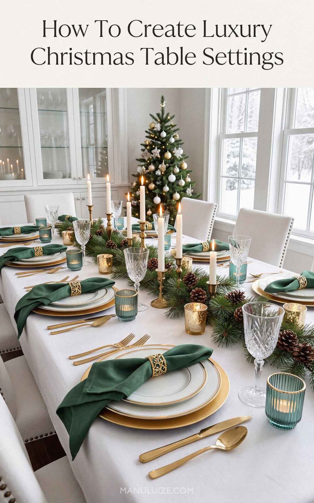 Green table setting for xmas Green table setting for xmas