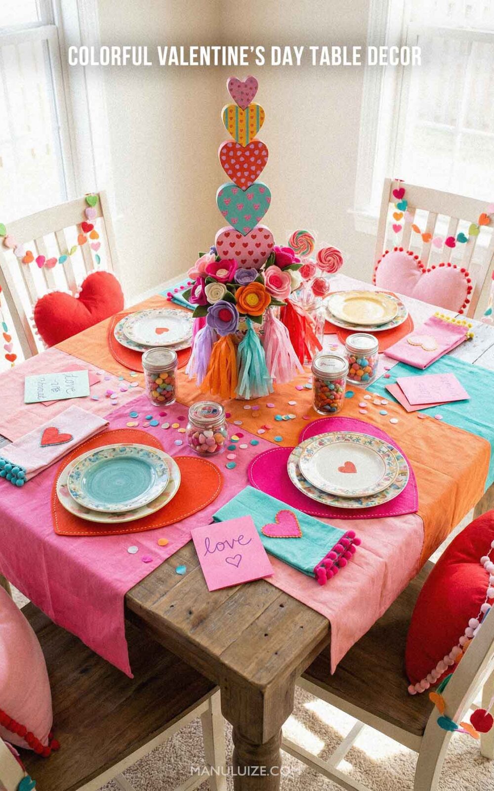 Colorful Valentine's table decor