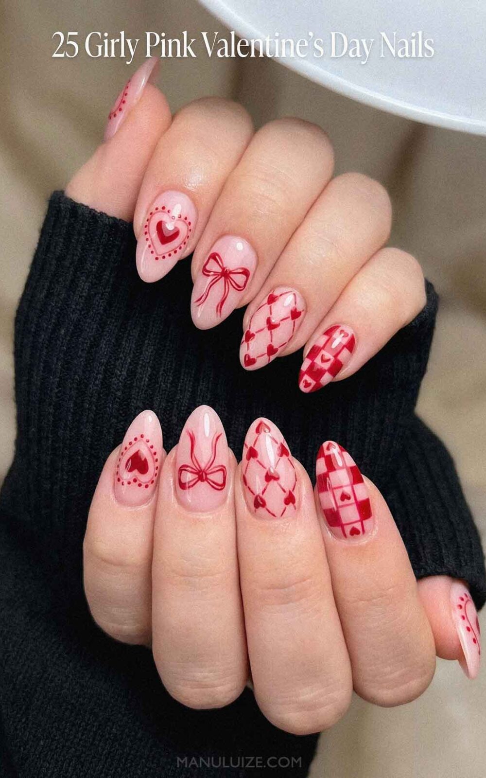 Girly Vday Manicure inspo