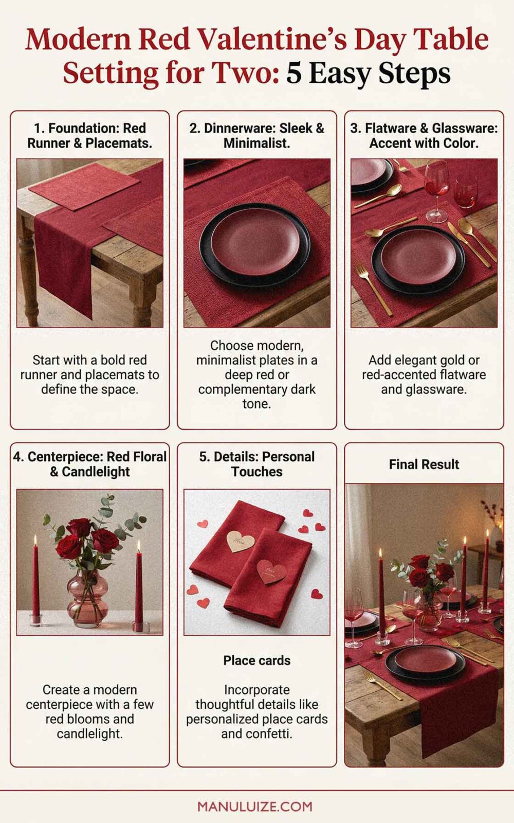 Modern red Valentine's Day table decor in red