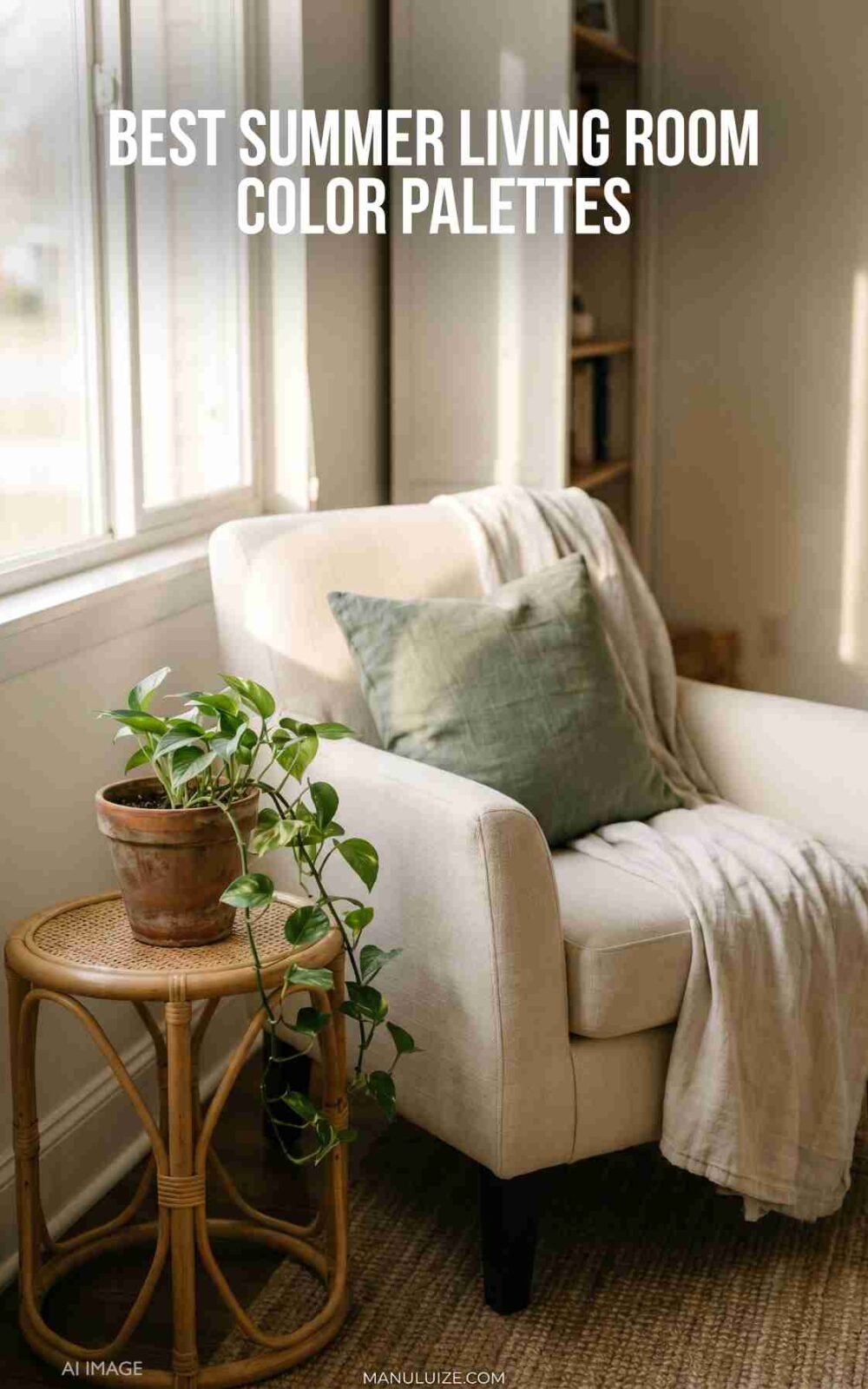 Best Summer Living Room Color Palettes: white and sage green decor