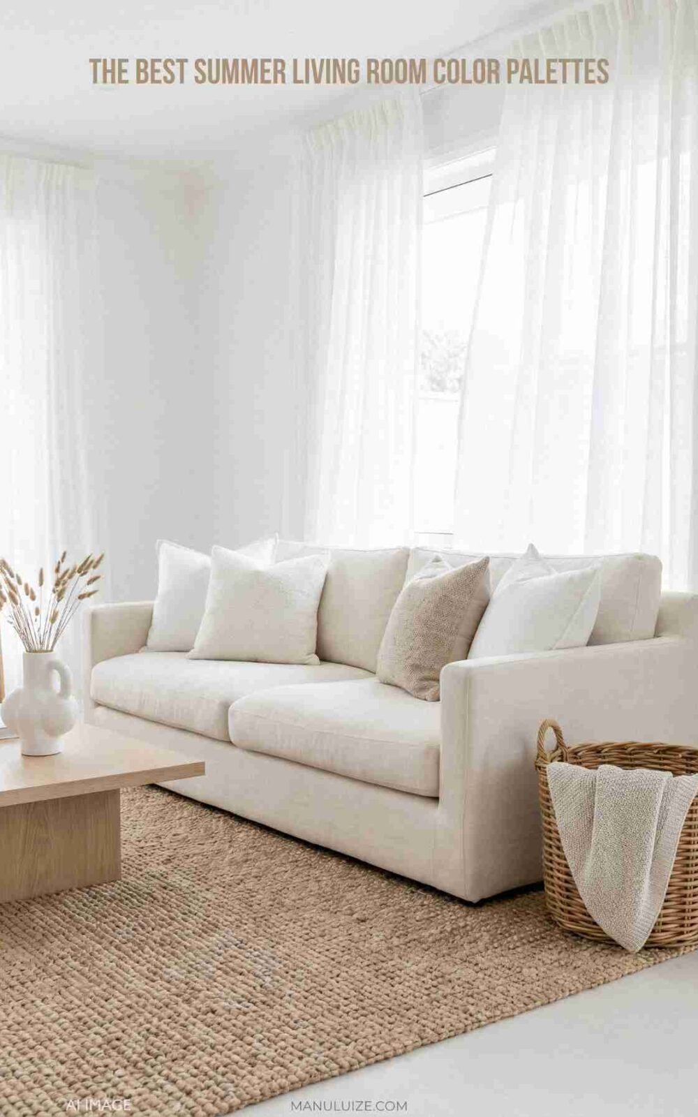 Summer living room white decor
